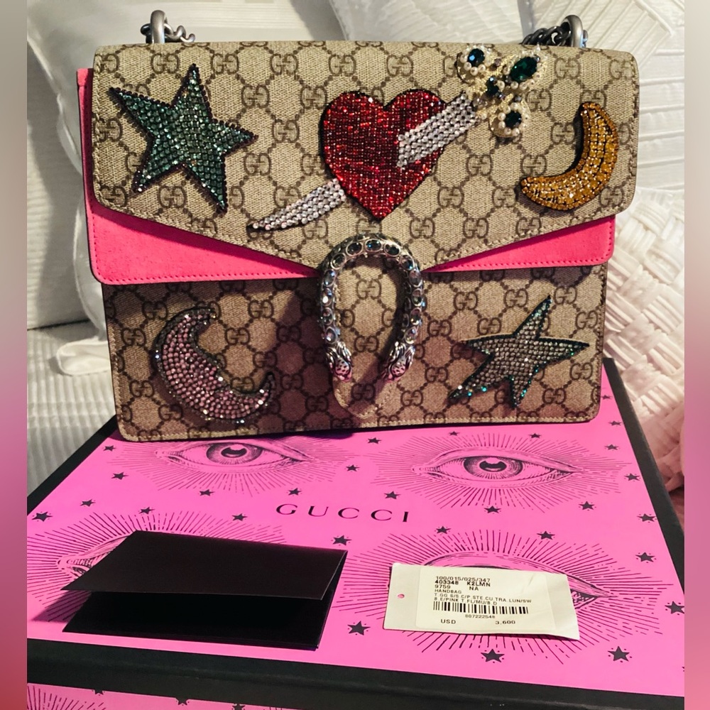 Authentic GUCCI GG Supreme Monogram Suede Dionysus Shoulder Bag